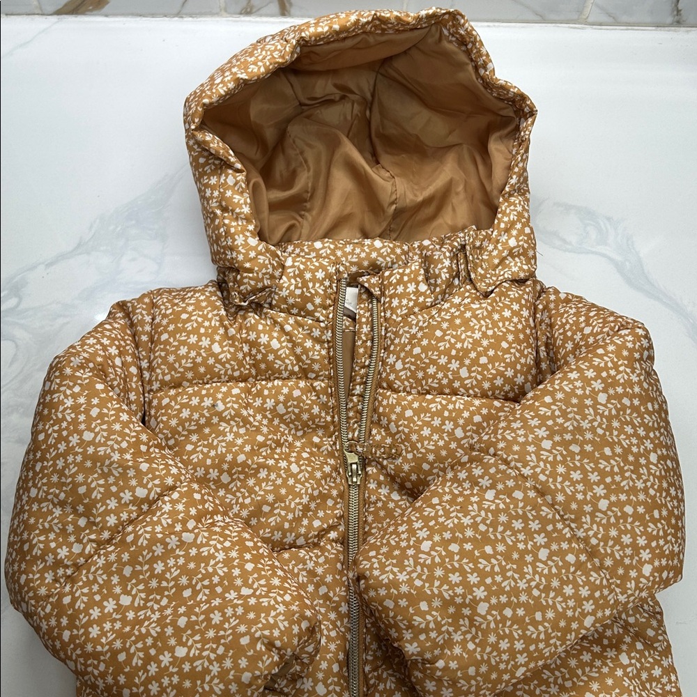 H&M Floral Tan Puffer Jacket